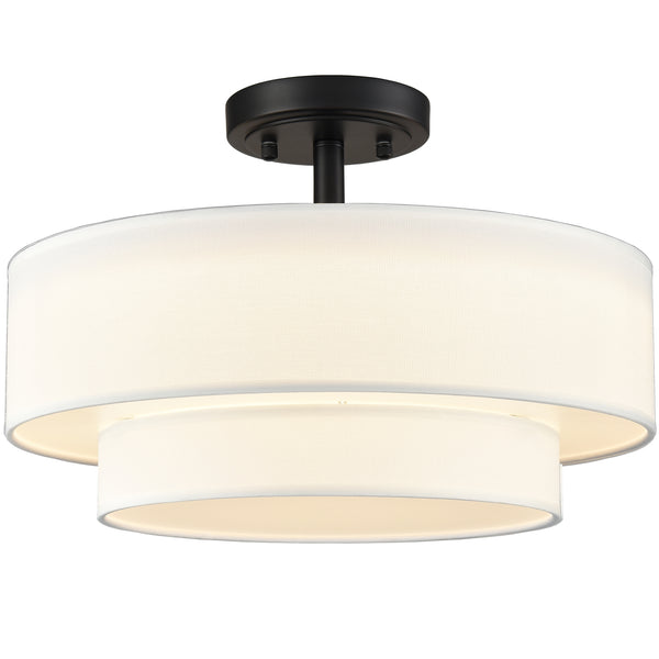 Modern LED Ceiling Lights Black Drum Fixture, Color-Selectable